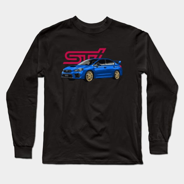 WRX STi Rally Blue Final Edition Long Sleeve T-Shirt by cowtown_cowboy